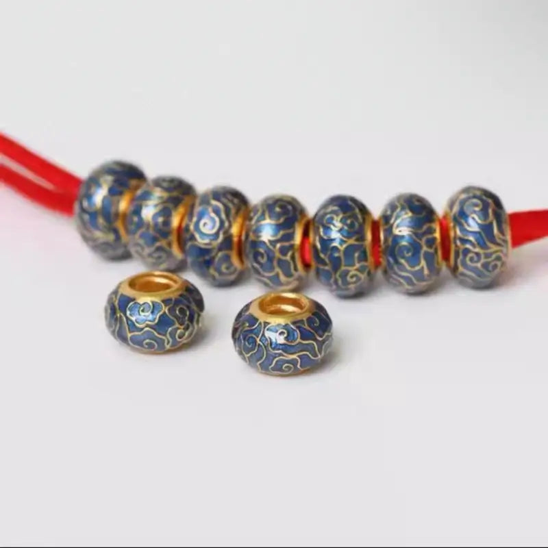925 Silver Gold-Plated Enamel Cloud Pattern Spacer Beads | DIY Bracelet Accessories-LuckyCharms.Shop