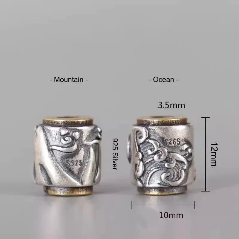 925 Silver Lu Lu Tong Bead | Mountain/Ocean Style 10×12mm DIY Bracelet Accessory-LuckyCharms.Shop