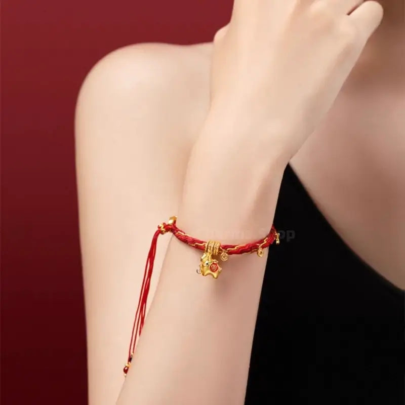 "Happiness 'On Horseback'" 18K Gold Red Lucky Fortune Bracelet from Palace Museum | Tang Dynasty Inspired Jewelry-LuckyCharms.Shop