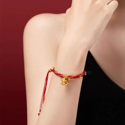 "Happiness 'On Horseback'" 18K Gold Red Lucky Fortune Bracelet from Palace Museum | Tang Dynasty Inspired Jewelry-LuckyCharms.Shop
