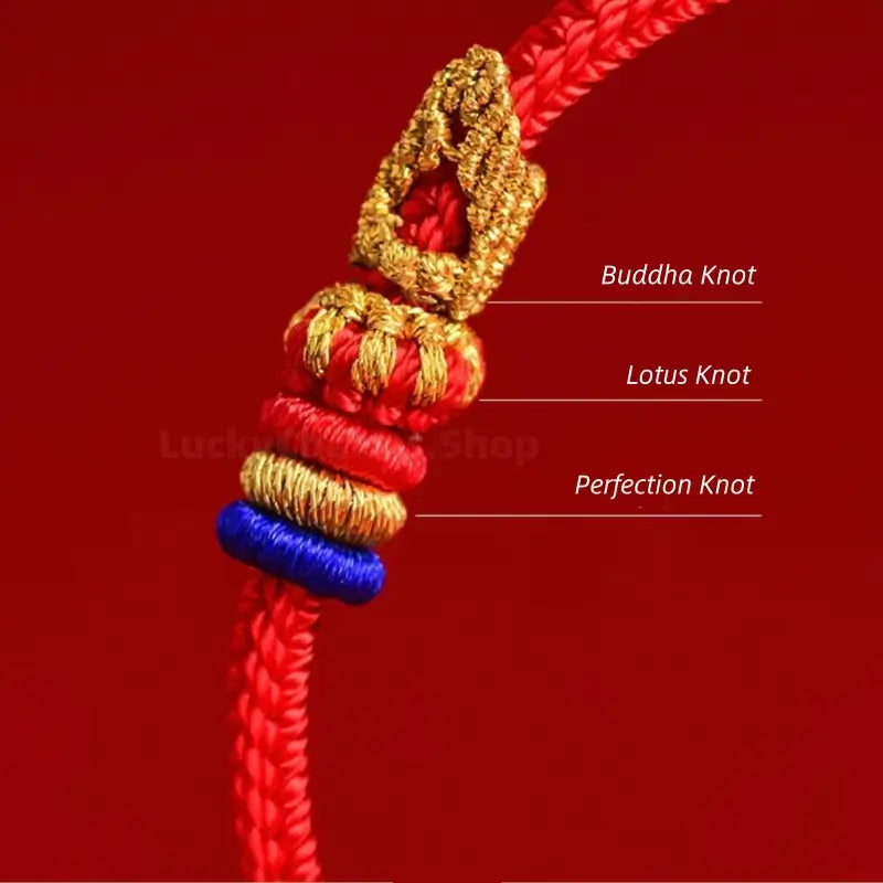 Mount Putuo Blessed Lucky Two-Tone Buddhist Knot Braided Bracelet DIY-Friendly-LuckyCharms.Shop