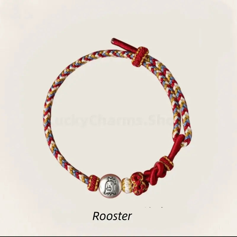 Mount Putuo Blessing 999 Fine Silver Chinese Zodiac Five-Color Fortune-Turning Bead Braided Bracelet-LuckyCharms.Shop