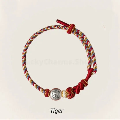 Mount Putuo Blessing 999 Fine Silver Chinese Zodiac Five-Color Fortune-Turning Bead Braided Bracelet-LuckyCharms.Shop