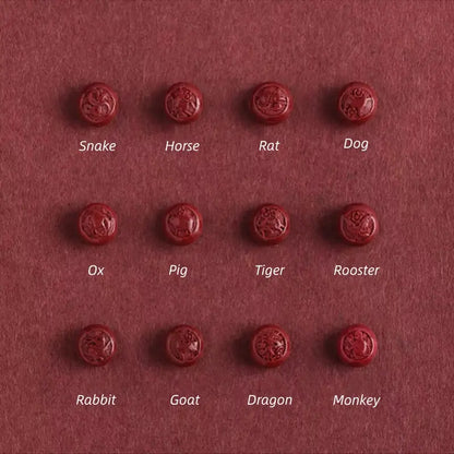 Putuo Mountain Blessed Chinese Zodiac Cinnabar & Peach Wood Fortune-Turning Bead Guardian Braided Bracelet-LuckyCharms.Shop