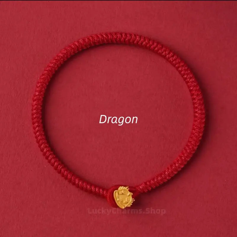 Cute Q-version Chinese Zodiac Charm Bracelet | 925 Silver Gold-Plated Red String Luck Bracelet-LuckyCharms.Shop