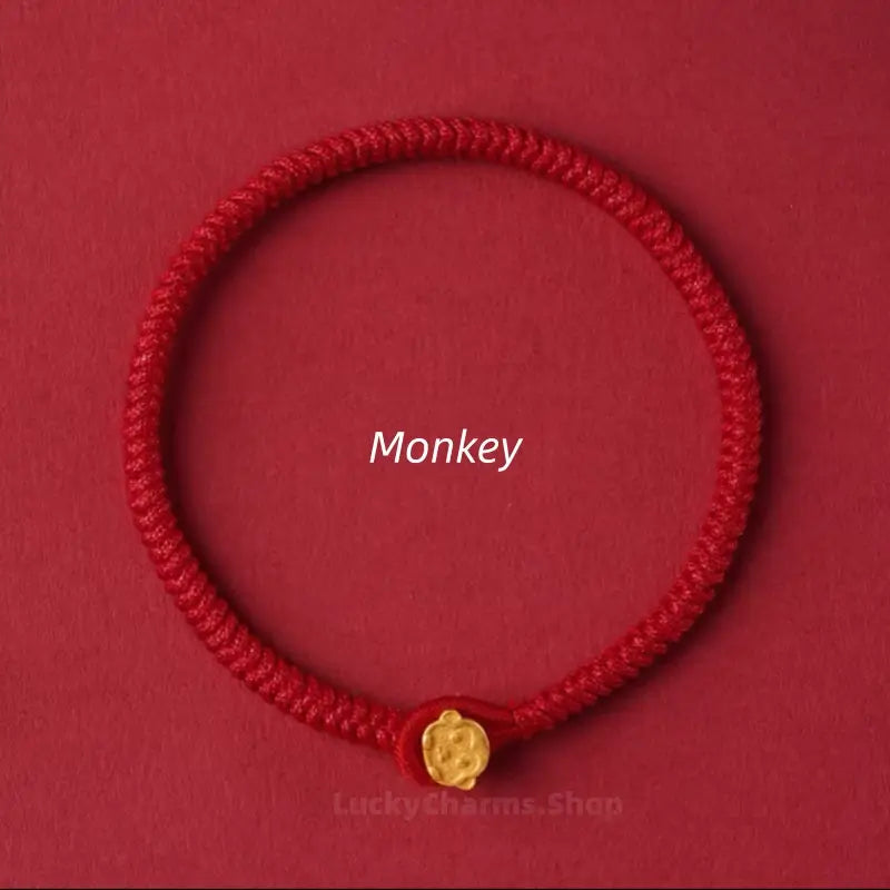 Cute Q-version Chinese Zodiac Charm Bracelet | 925 Silver Gold-Plated Red String Luck Bracelet-LuckyCharms.Shop