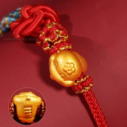 999 Silver Gold-Plated Chinese Zodiac Mandala Knot Red Adjustable Bracelet-LuckyCharms.Shop