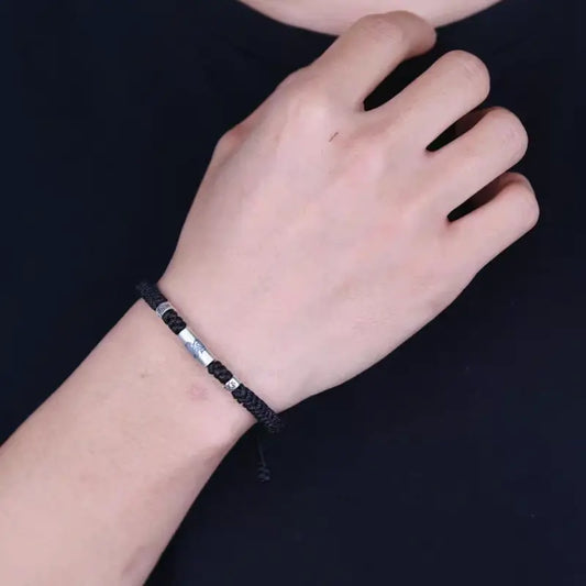 925 Silver Chinese Zodiac Lu Lu Tong Six-Syllable Mantra Men's Black Bracelet | Adjustable, Minimalist Chinese Style