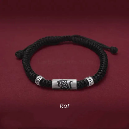 925 Silver Chinese Zodiac Lu Lu Tong Six-Syllable Mantra Men's Black Bracelet | Adjustable, Minimalist Chinese Style-LuckyCharms.Shop