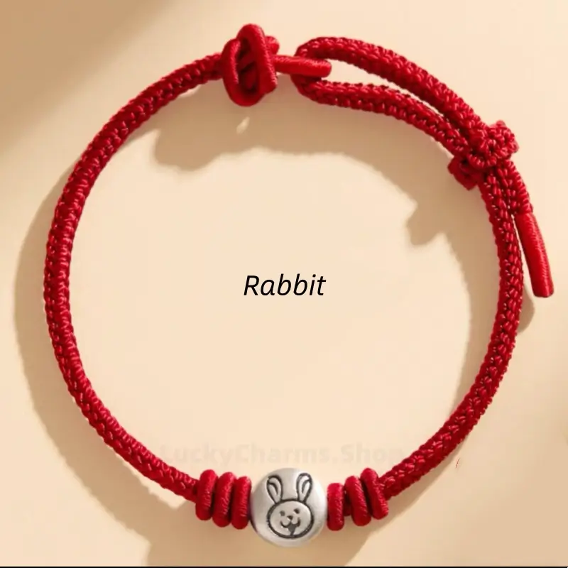 999 Silver Chinese Zodiac Fortune-turning Bead Braided Red Hand Rope | Adjustable, Cute Chinese Style, Zodiac Year Guardian-LuckyCharms.Shop