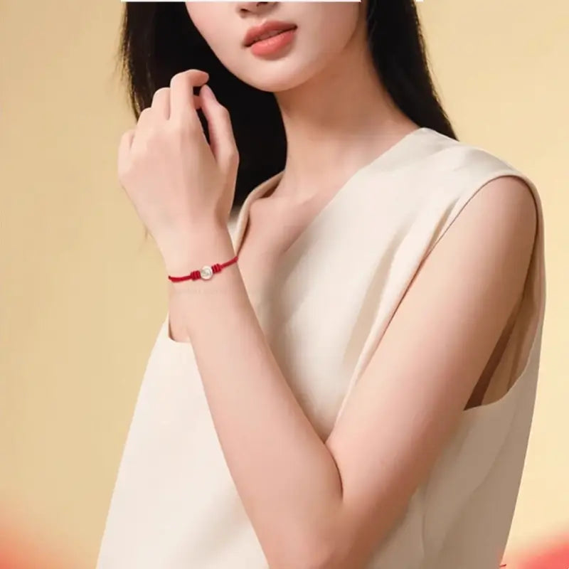 999 Silver Chinese Zodiac Fortune-turning Bead Braided Red Hand Rope | Adjustable, Cute Chinese Style, Zodiac Year Guardian-LuckyCharms.Shop