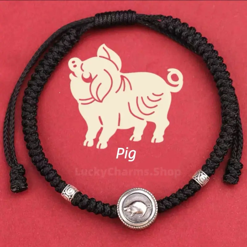 925 Silver Chinese Zodiac Double-Sided Fortune-Turning Bead Braided Hand Rope | Adjustable, Minimalist Chinese Style, Two Colors Optional-LuckyCharms.Shop
