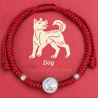 925 Silver Chinese Zodiac Double-Sided Fortune-Turning Bead Braided Hand Rope | Adjustable, Minimalist Chinese Style, Two Colors Optional-LuckyCharms.Shop