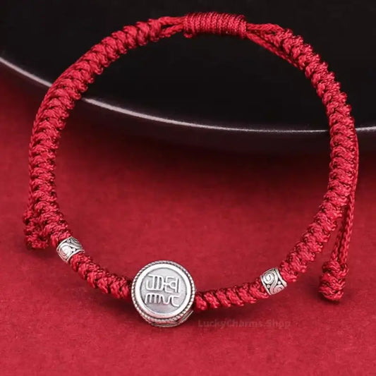 925 Silver Chinese Zodiac Double-Sided Fortune-Turning Bead Braided Hand Rope | Adjustable, Minimalist Chinese Style, Two Colors Optional
