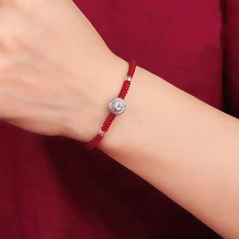 925 Silver Chinese Zodiac Double-Sided Fortune-Turning Bead Braided Hand Rope | Adjustable, Minimalist Chinese Style, Two Colors Optional-LuckyCharms.Shop