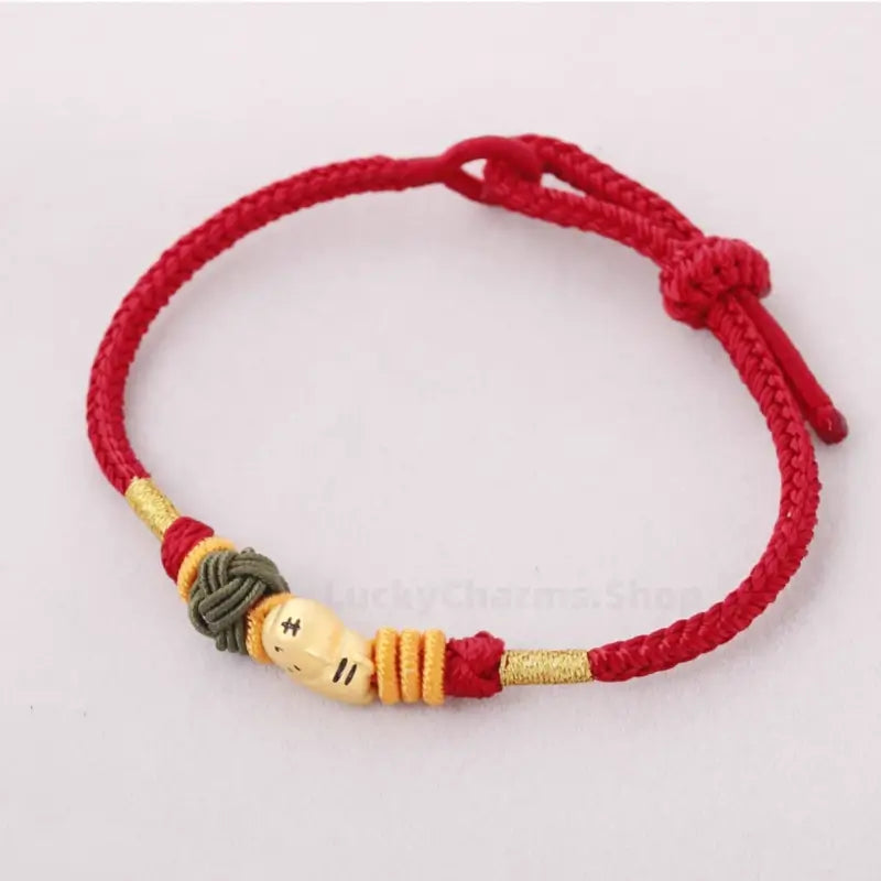 925 Silver Chinese Zodiac Gold-Silver Dual-Color Bead Braided Red Cotton Hand Rope | Adjustable, Cute Chinese Style-LuckyCharms.Shop