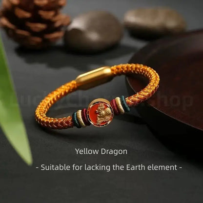 925 Silver Five Auspicious Beasts Braided Bracelet for Wealth Success Wisdom Luck-LuckyCharms.Shop