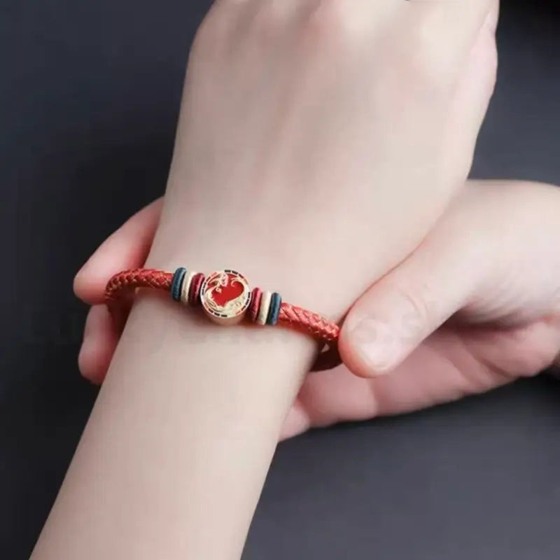 925 Silver Five Auspicious Beasts Braided Bracelet for Wealth Success Wisdom Luck-LuckyCharms.Shop