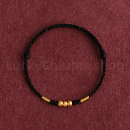 999 Gold Fortune-Turning Bead Braided Rope Bracelet for Wealth Luck-LuckyCharms.Shop