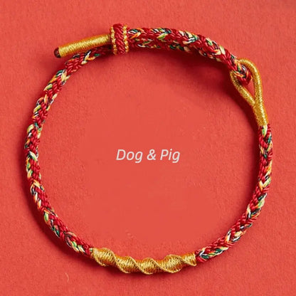 Chinese Zodiac Guardian Buddha Corresponding Color Blessing Dragon Knot Protective Bracelet-LuckyCharms.Shop