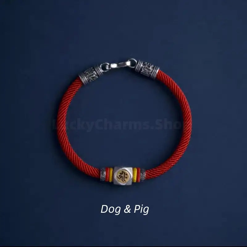 Chinese Zodiac Guardian Buddha Seed Syllables Symbol Red Bracelet-LuckyCharms.Shop