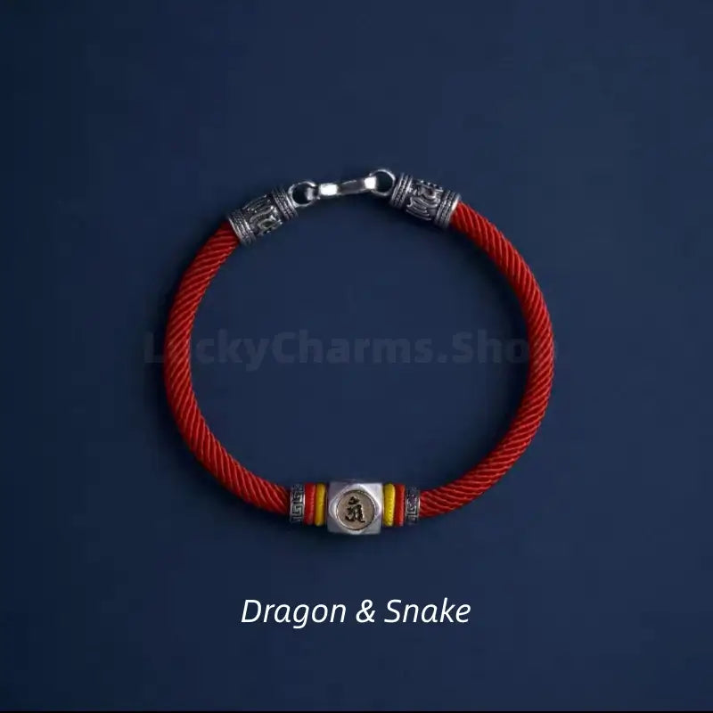 Chinese Zodiac Guardian Buddha Seed Syllables Symbol Red Bracelet-LuckyCharms.Shop