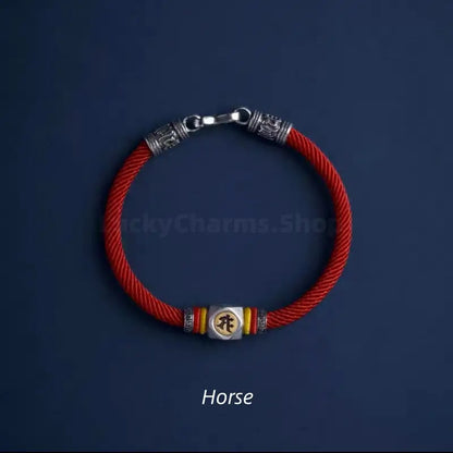 Chinese Zodiac Guardian Buddha Seed Syllables Symbol Red Bracelet-LuckyCharms.Shop