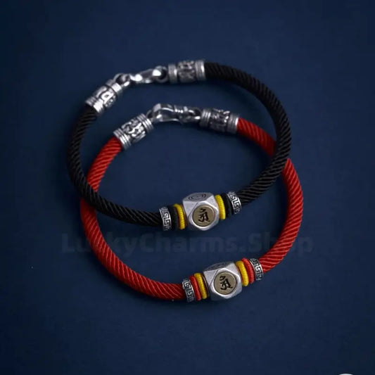 Chinese Zodiac Guardian Buddha Seed Syllables Symbol Red Bracelet-LuckyCharms.Shop