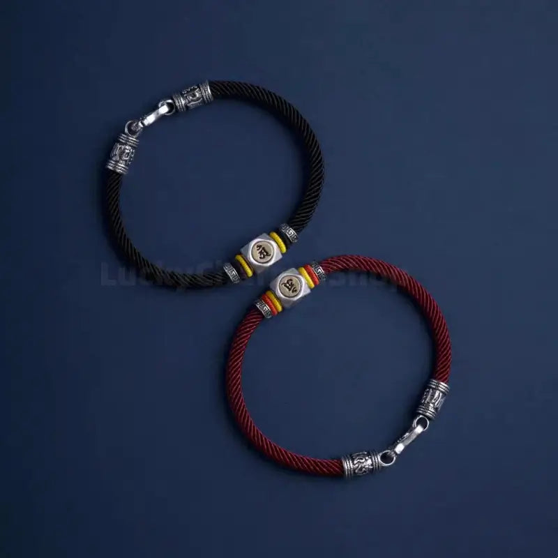 Chinese Zodiac Guardian Buddha Seed Syllables Symbol Black Bracelet-LuckyCharms.Shop