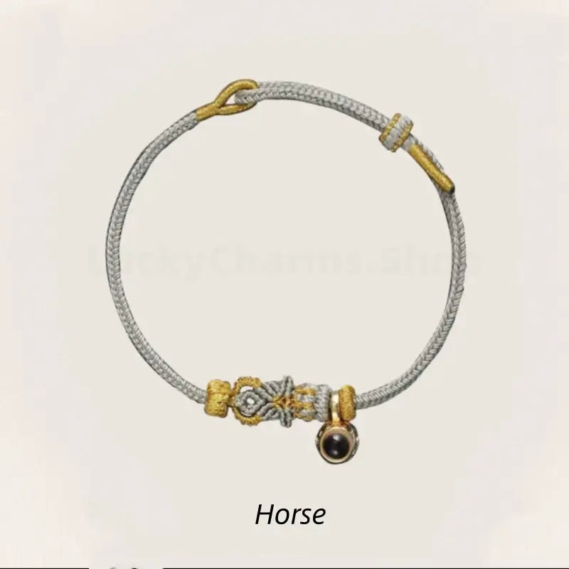 Mount Putuo Blessing Chinese Zodiac Guardian Projection Stone Lucky Braided Bracelet-LuckyCharms.Shop