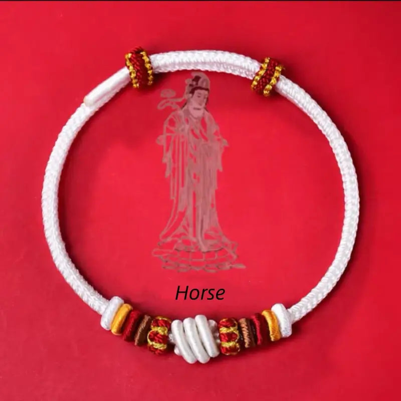 Wutai Mountain Blessed Three-Knot Chinese Zodiac Guardian Bracelet | Adjustable Red String Luck Bracelet for Zodiac Natives-LuckyCharms.Shop