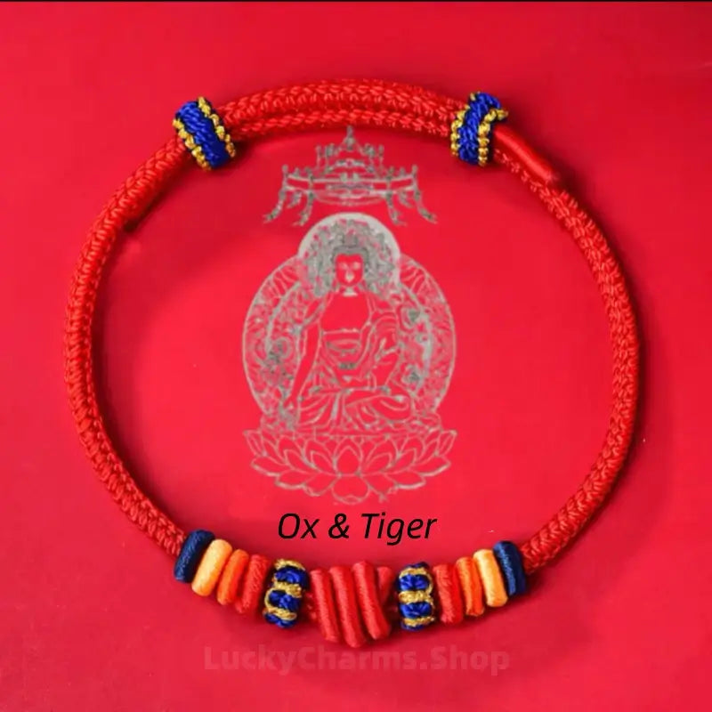 Wutai Mountain Blessed Three-Knot Chinese Zodiac Guardian Bracelet | Adjustable Red String Luck Bracelet for Zodiac Natives-LuckyCharms.Shop