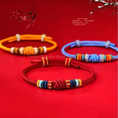 Wutai Mountain Blessed Three-Knot Chinese Zodiac Guardian Bracelet | Adjustable Red String Luck Bracelet for Zodiac Natives-LuckyCharms.Shop
