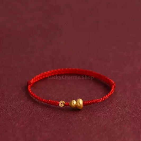 Mount Putuo Blessed Gold-Plated Gourd & Coin Wealth-Attracting Bracelet | 3 Colors Optional, Adjustable Drawstring, High-Density Braided Cotton Rope-LuckyCharms.Shop