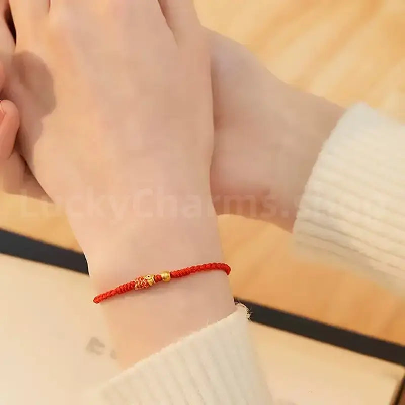 Koi Fish Golden Bead Luck Success Braided Rope Bracelet-LuckyCharms.Shop