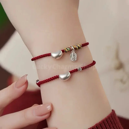 925 Silver Love Bean Fortune Pendant Handmade Rope Bracelet for Love Luck-LuckyCharms.Shop