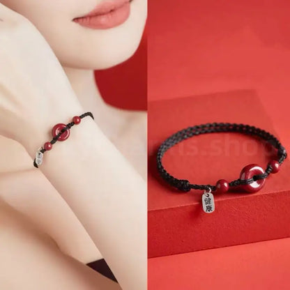 Cinnabar Peace Buckle Protection Luck & Wealth Braided Rope Bracelet-LuckyCharms.Shop