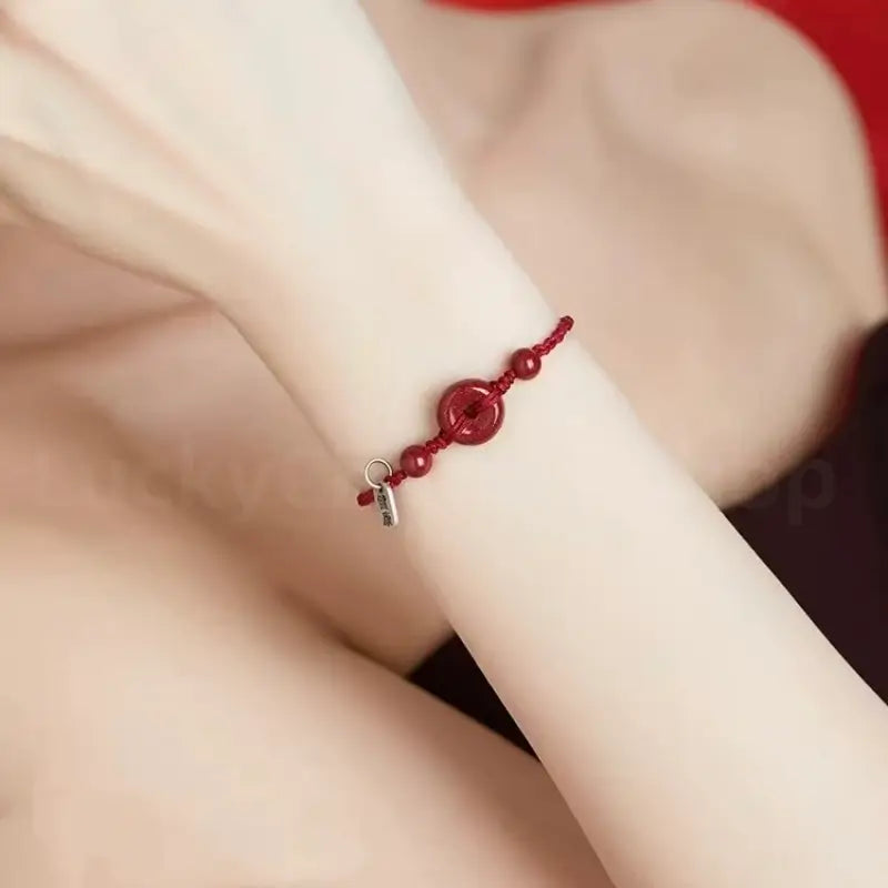 Cinnabar Peace Buckle Protection Luck & Wealth Braided Rope Bracelet-LuckyCharms.Shop