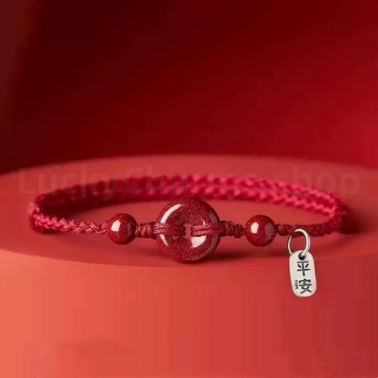 Cinnabar Peace Buckle Protection Luck & Wealth Braided Rope Bracelet-LuckyCharms.Shop