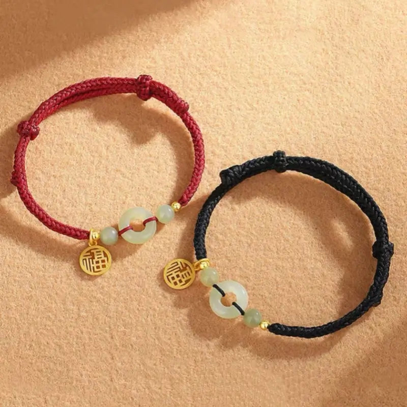 天然和田翡翠ピースバックルカップルブレスレット｜金メッキ祝福ペンダント、和田翡翠ビーズ