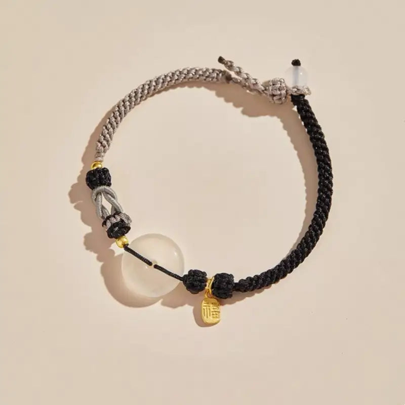 天然瑪瑙ピースバックルブレスレット | 925シルバーメッキゴールドブレッシングペンダント、8本のマルチカラー編み込みコード