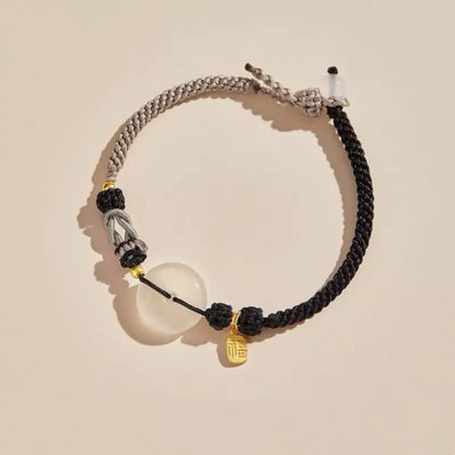 天然瑪瑙ピースバックルブレスレット | 925シルバーメッキゴールドブレッシングペンダント、8本のマルチカラー編み込みコード