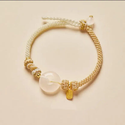 天然瑪瑙ピースバックルブレスレット | 925シルバーメッキゴールドブレッシングペンダント、8本のマルチカラー編み込みコード