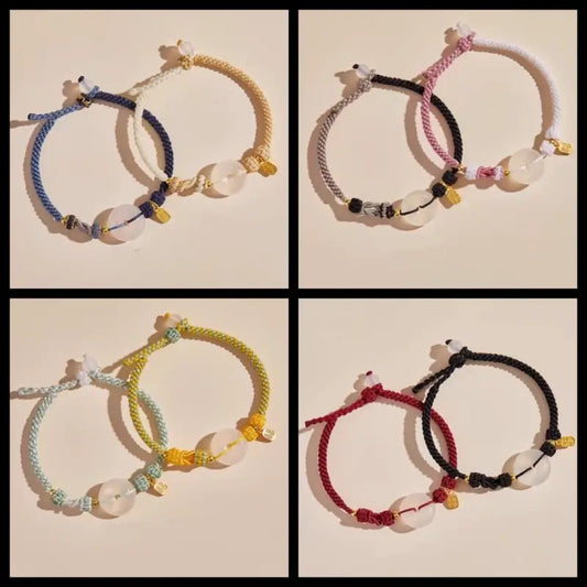 天然瑪瑙ピースバックルブレスレット | 925シルバーメッキゴールドブレッシングペンダント、8本のマルチカラー編み込みコード