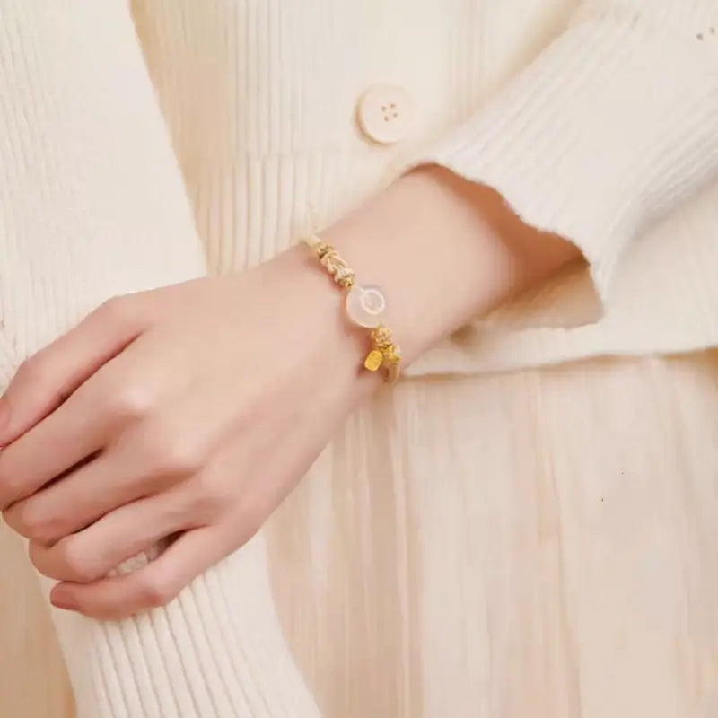 天然瑪瑙ピースバックルブレスレット | 925シルバーメッキゴールドブレッシングペンダント、8本のマルチカラー編み込みコード