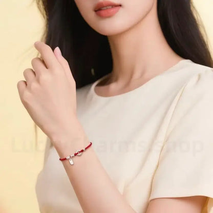 925 Silver Peace Buckle Braided Rope Bracelet for Peace Health Wealth-LuckyCharms.Shop