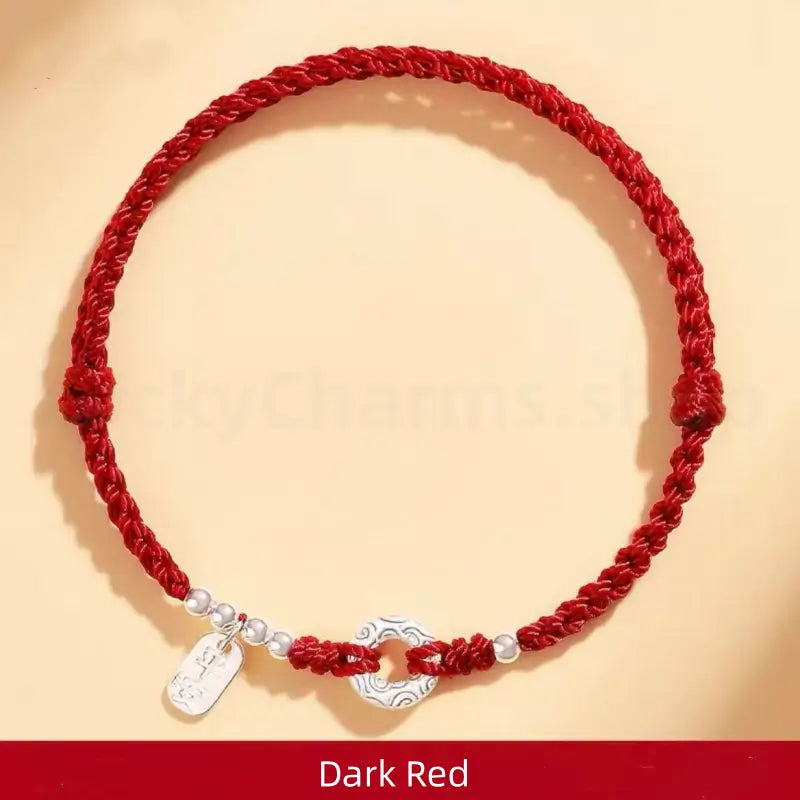 925 Silver Peace Buckle Braided Rope Bracelet for Peace Health Wealth-LuckyCharms.Shop