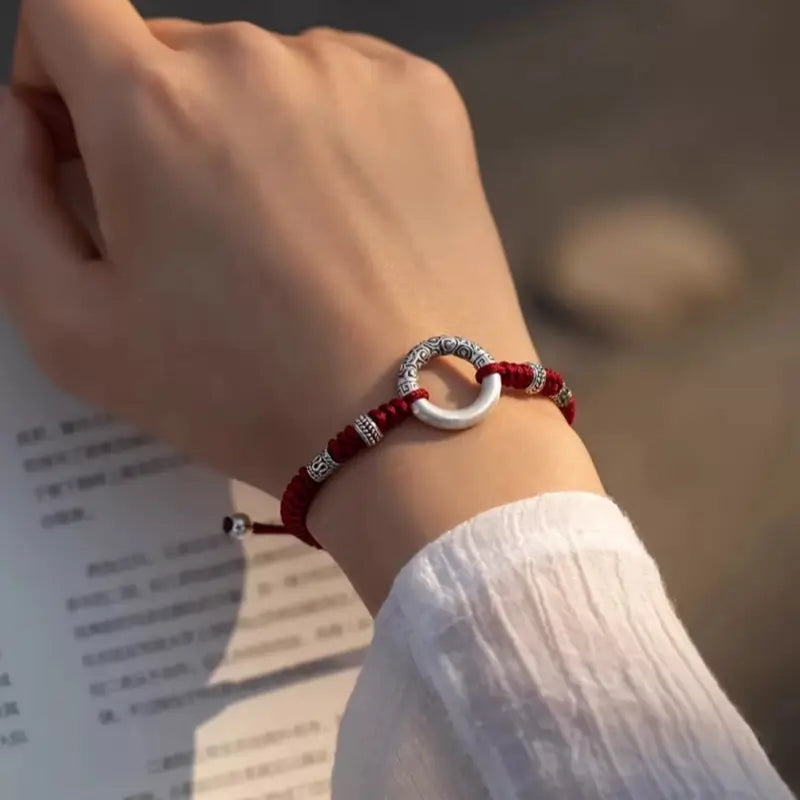 925シルバー ドラゴンフェニックス ピースバックル カップルブレスレット | カルセドニー/ブラックアゲートビーズ、ロマンチックな幸運のブレスレット