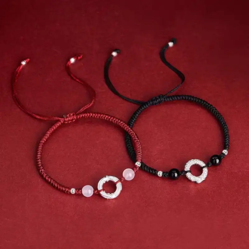 ターンフォーチュン 999 ファインシルバー ピースバックル カップルブレスレット | 回転模様 幸運の干支お守り