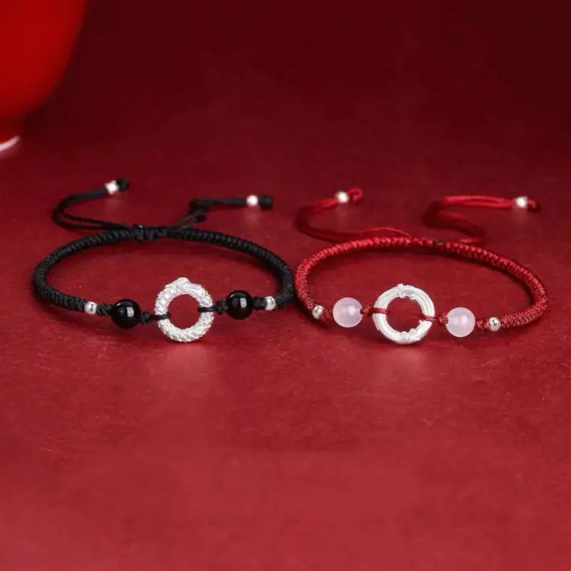 ターンフォーチュン 999 ファインシルバー ピースバックル カップルブレスレット | 回転模様 幸運の干支お守り